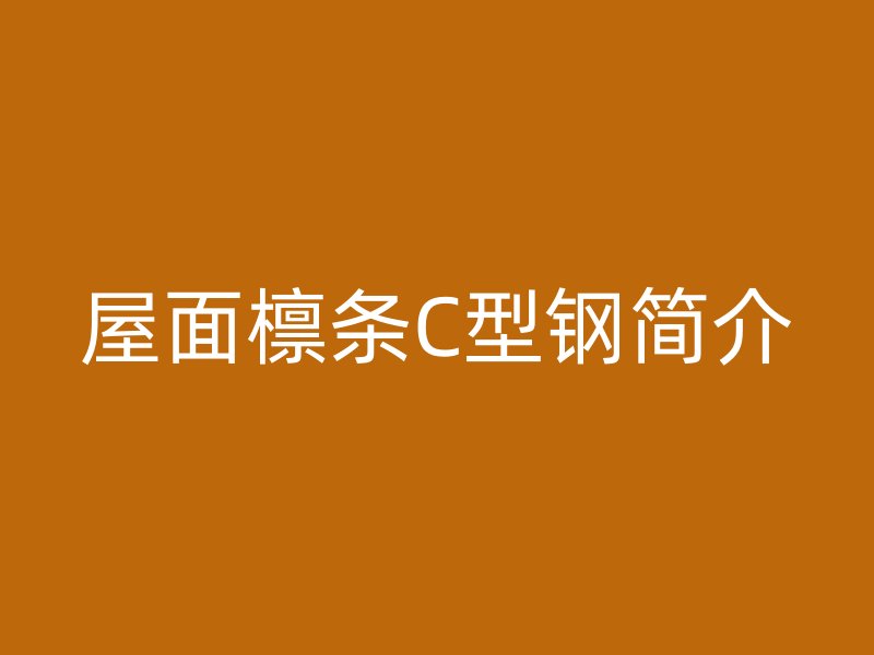 屋面檩条C型钢简介