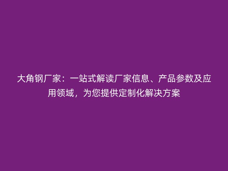 大角钢厂家：一站式解读厂家信息、产品参数及应用领域，为您提供定制化解决方案