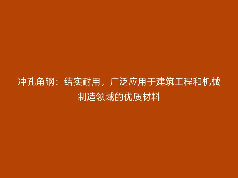 冲孔角钢：结实耐用，广泛应用于建筑工程和机械制造领域的优质材料