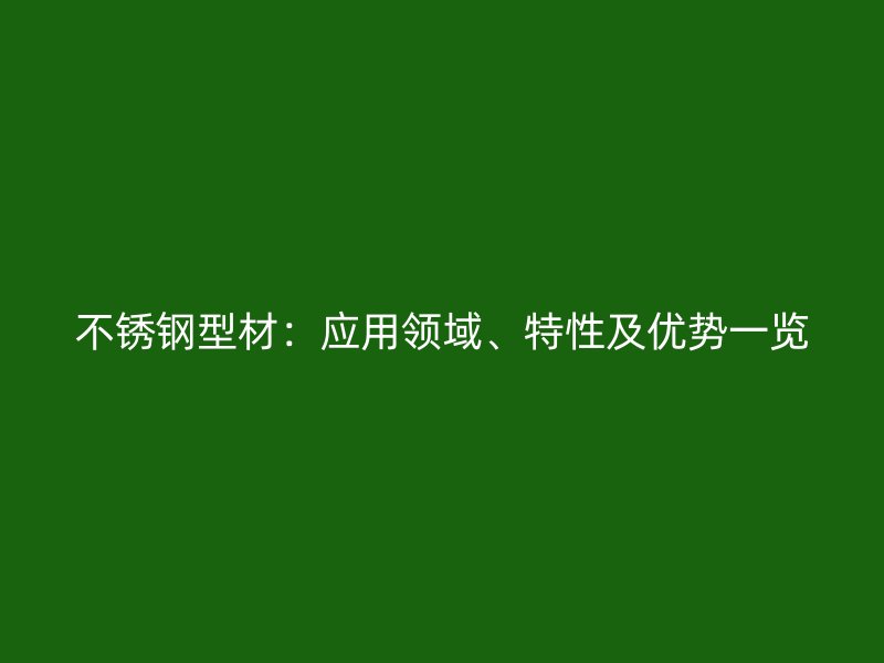 不锈钢型材:应用领域、特性及优势一览