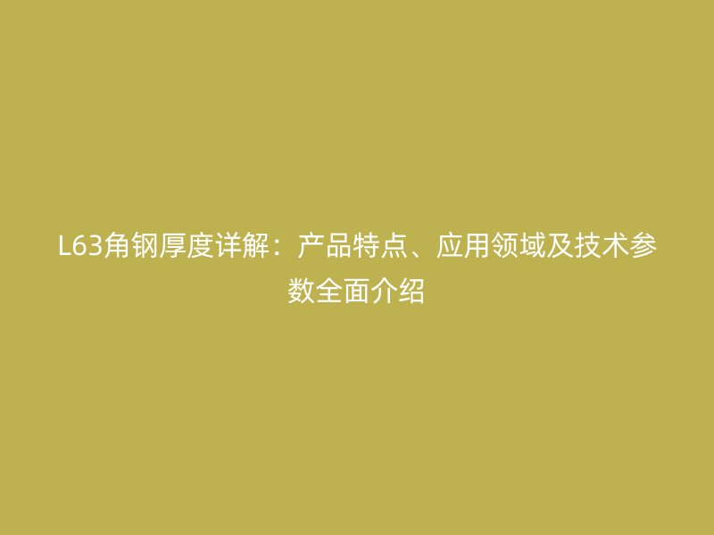 L63角钢厚度详解:产品特点、应用领域及技术参数全面介绍