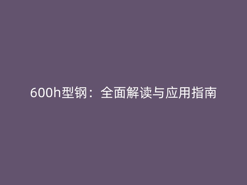 600h型钢:全面解读与应用指南