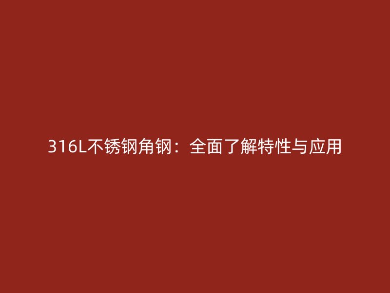 316L不锈钢角钢:全面了解特性与应用
