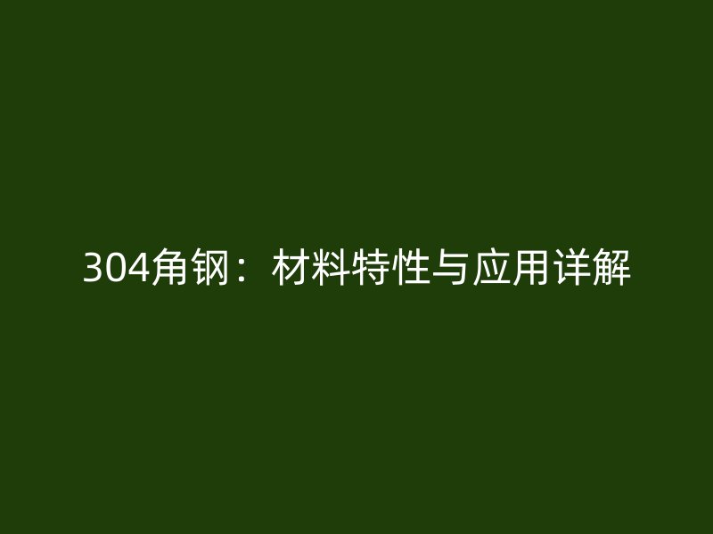 304角钢：材料特性与应用详解