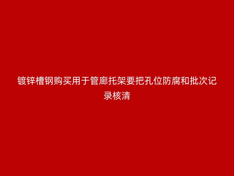 镀锌槽钢购买用于管廊托架要把孔位防腐和批次记录核清