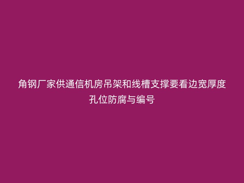 角钢厂家供通信机房吊架和线槽支撑要看边宽厚度孔位防腐与编号