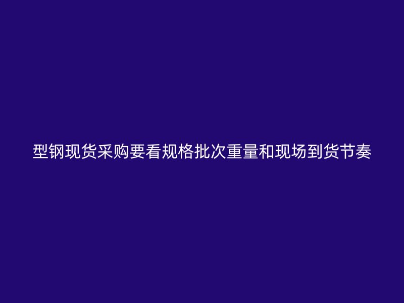 型钢现货采购要看规格批次重量和现场到货节奏