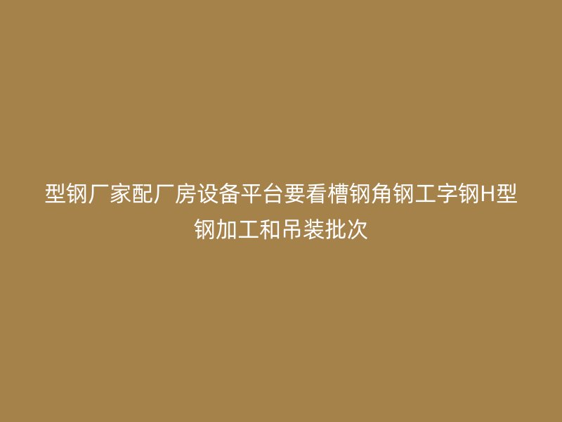 型钢厂家配厂房设备平台要看槽钢角钢工字钢H型钢加工和吊装批次