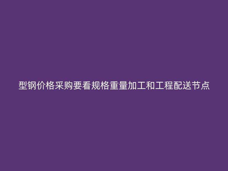 型钢价格采购要看规格重量加工和工程配送节点