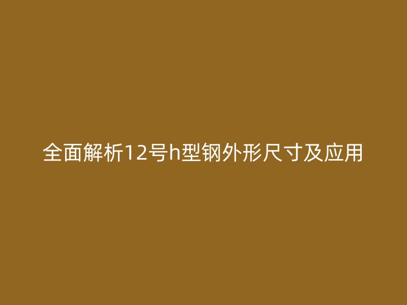 全面解析12号h型钢外形尺寸及应用