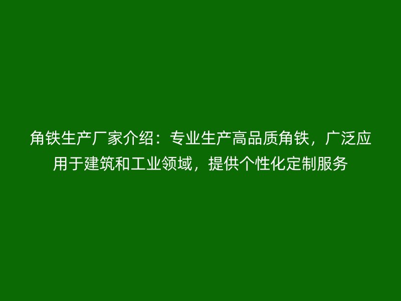 角铁生产厂家介绍:专业生产高品质角铁,广泛应用于建筑和工业领域,提供个性化定制服务