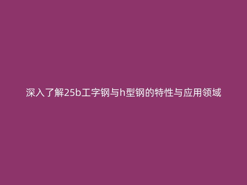 深入了解25b工字钢与h型钢的特性与应用领域