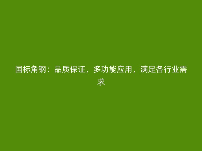 国标角钢:品质保证,多功能应用,满足各行业需求