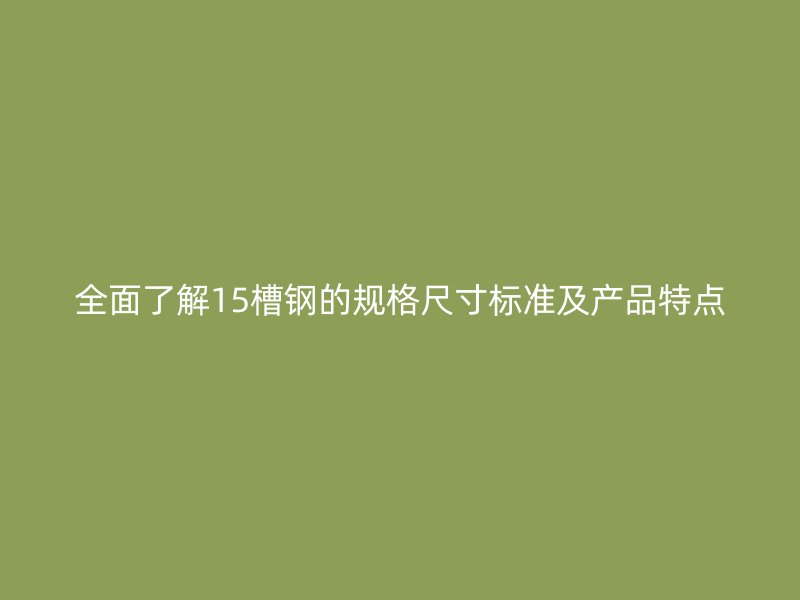 全面了解15槽钢的规格尺寸标准及产品特点