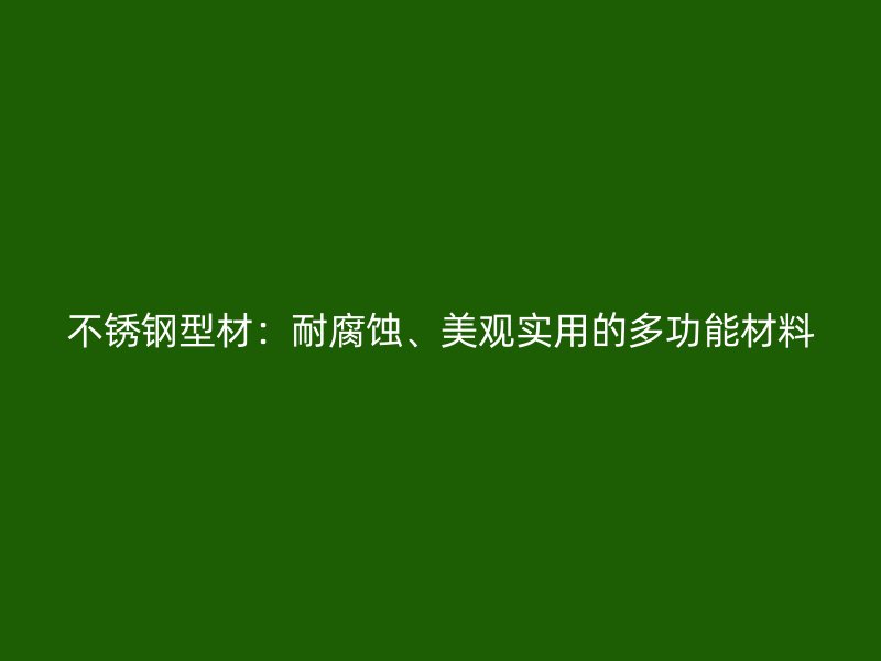 不锈钢型材:耐腐蚀、美观实用的多功能材料