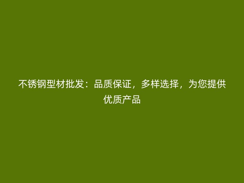 不锈钢型材批发:品质保证,多样选择,为您提供优质产品