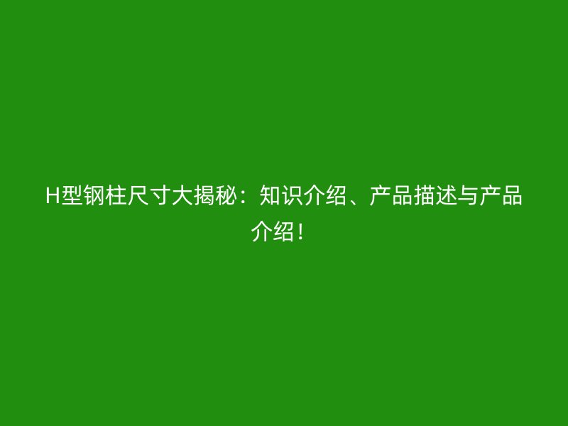 H型钢柱尺寸大揭秘:知识介绍、产品描述与产品介绍!
