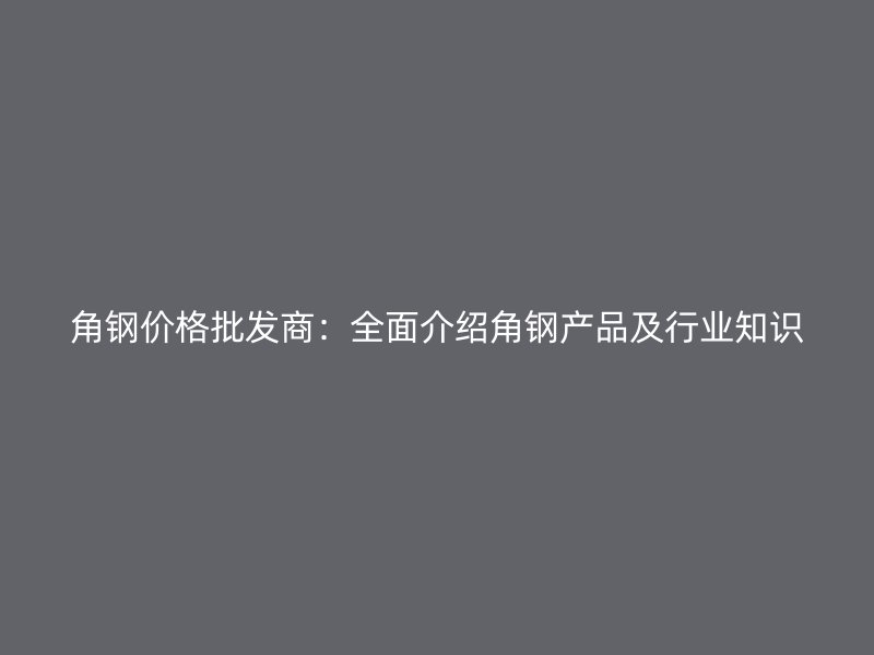 角钢价格批发商:全面介绍角钢产品及行业知识