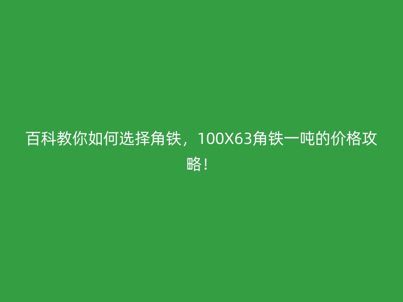 百科教你如何选择角铁，100X63角铁一吨的价格攻略！