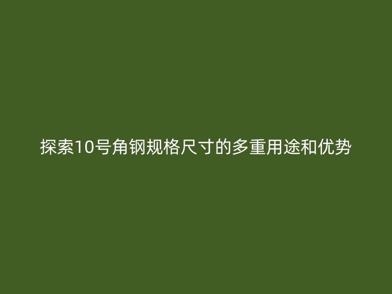 探索10号角钢规格尺寸的多重用途和优势