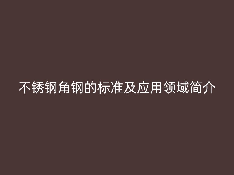 不锈钢角钢的标准及应用领域简介