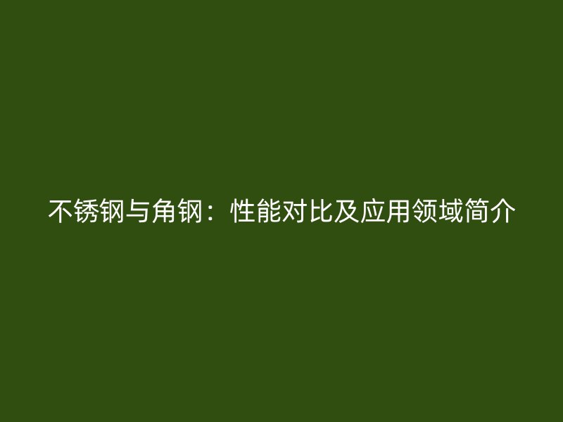 不锈钢与角钢:性能对比及应用领域简介