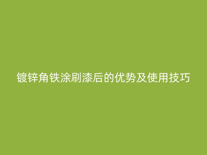 镀锌角铁涂刷漆后的优势及使用技巧