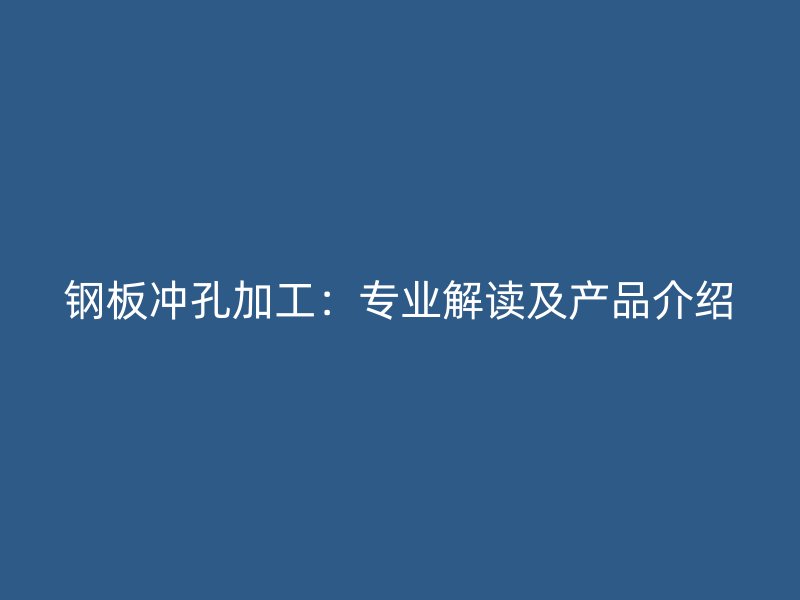 钢板冲孔加工:专业解读及产品介绍