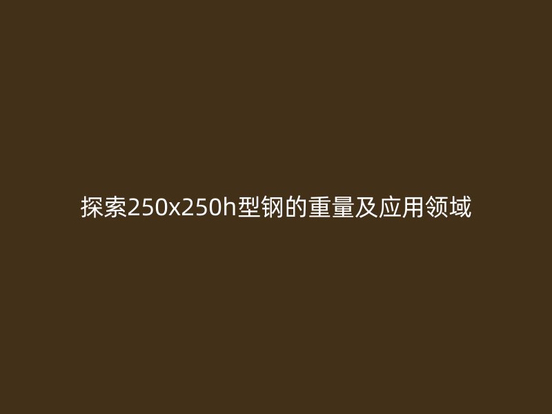 探索250x250h型钢的重量及应用领域