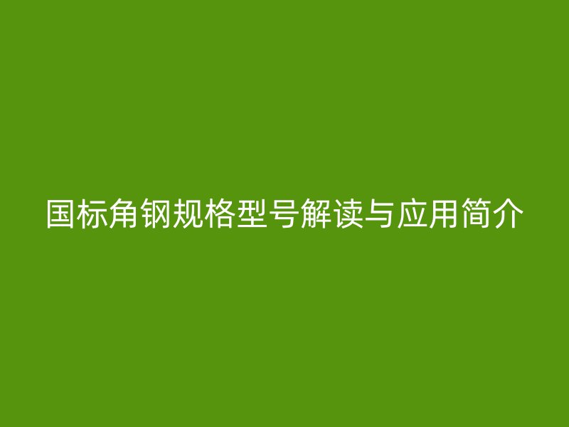 国标角钢规格型号解读与应用简介
