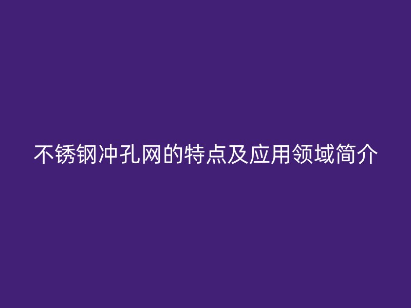 不锈钢冲孔网的特点及应用领域简介