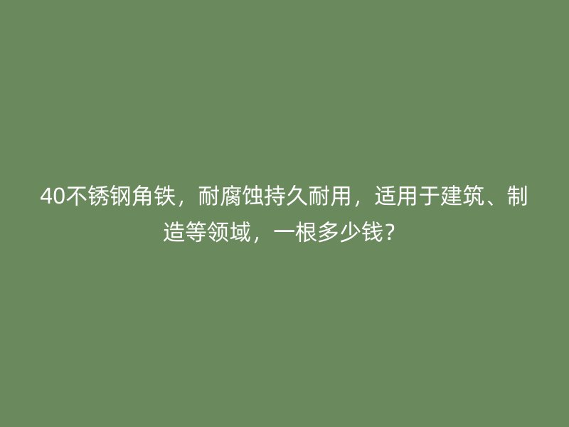 40不锈钢角铁,耐腐蚀持久耐用,适用于建筑、制造等领域,一根多少钱?