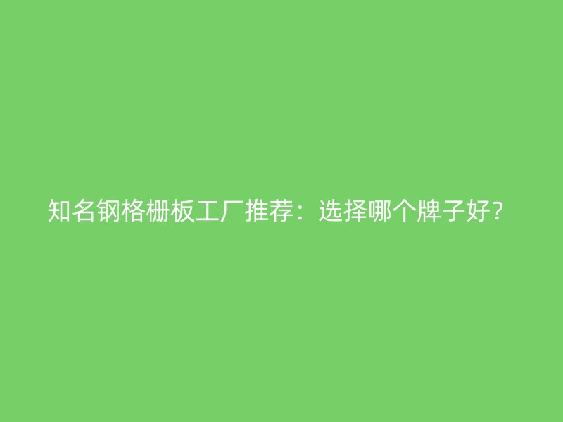 知名钢格栅板工厂推荐:选择哪个牌子好?