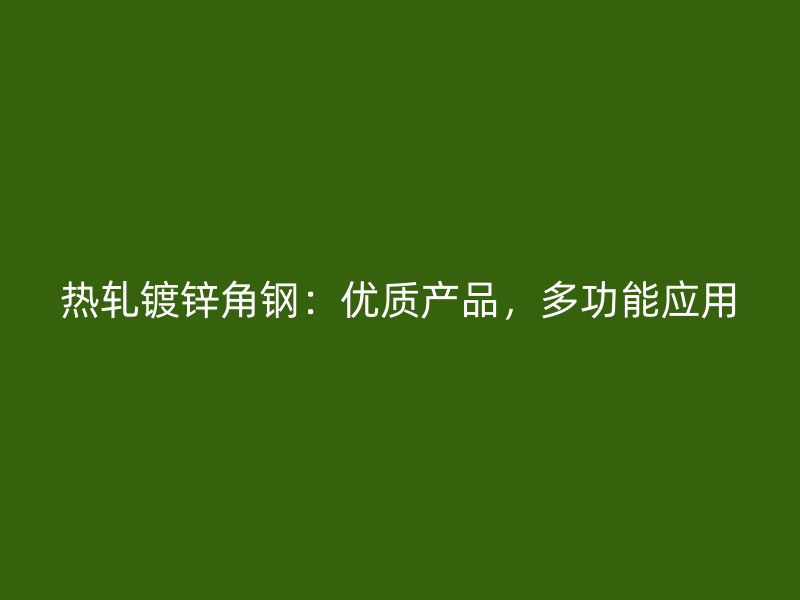 热轧镀锌角钢：优质产品，多功能应用