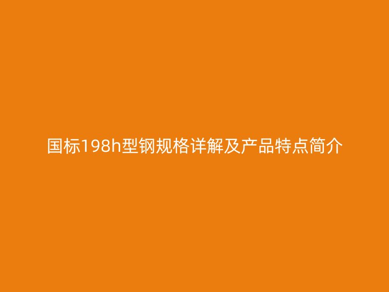 国标198h型钢规格详解及产品特点简介