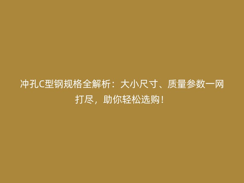 冲孔C型钢规格全解析:大小尺寸、质量参数一网打尽,助你轻松选购!