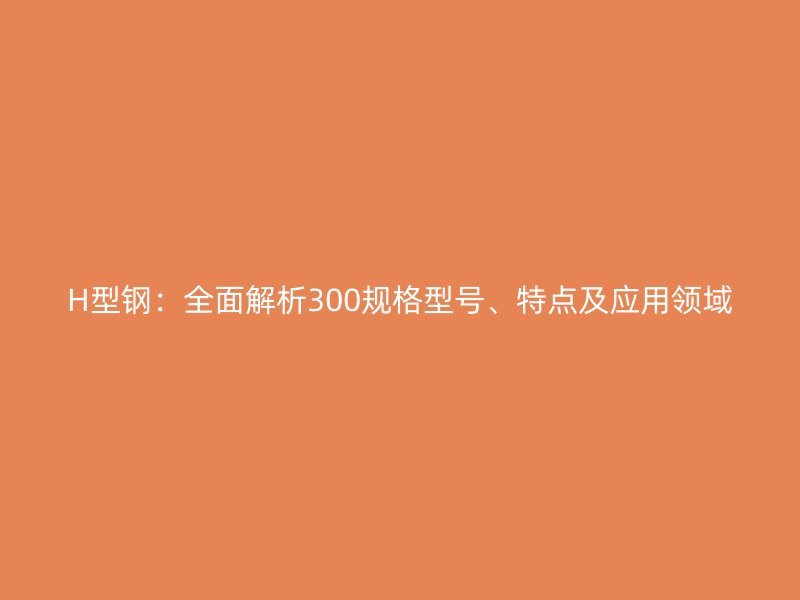H型钢:全面解析300规格型号、特点及应用领域
