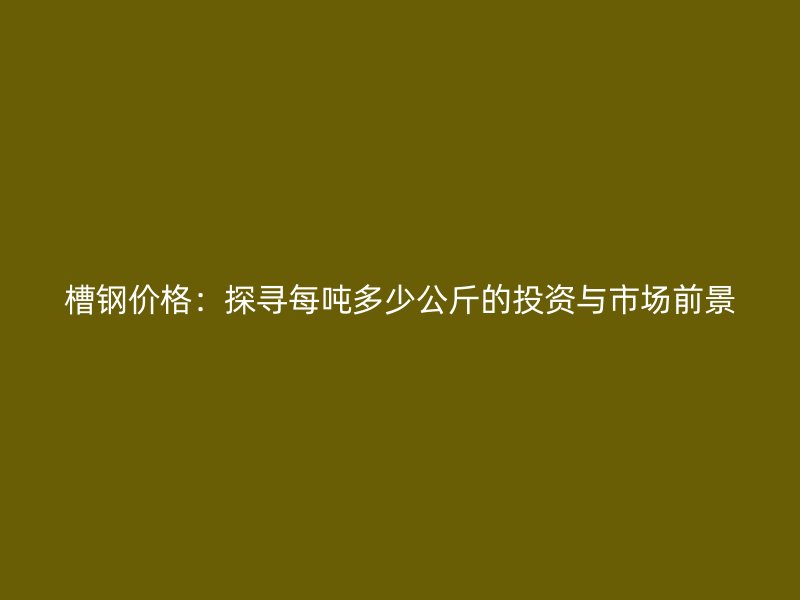 槽钢价格：探寻每吨多少公斤的投资与市场前景