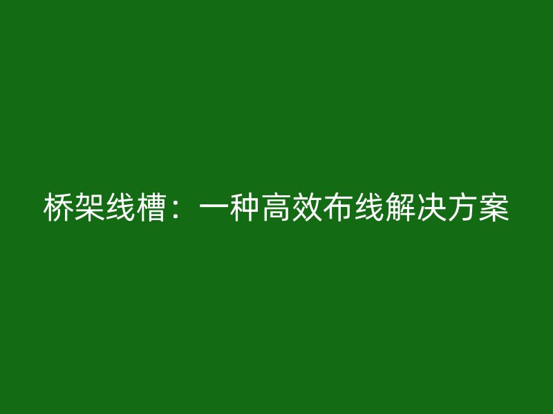 桥架线槽：一种高效布线解决方案