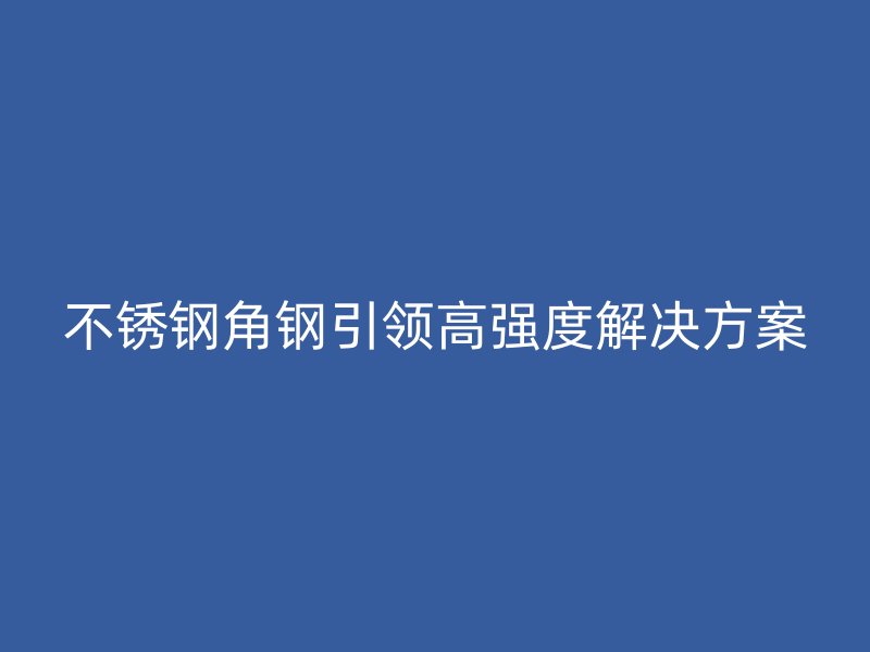 不锈钢角钢引领高强度解决方案