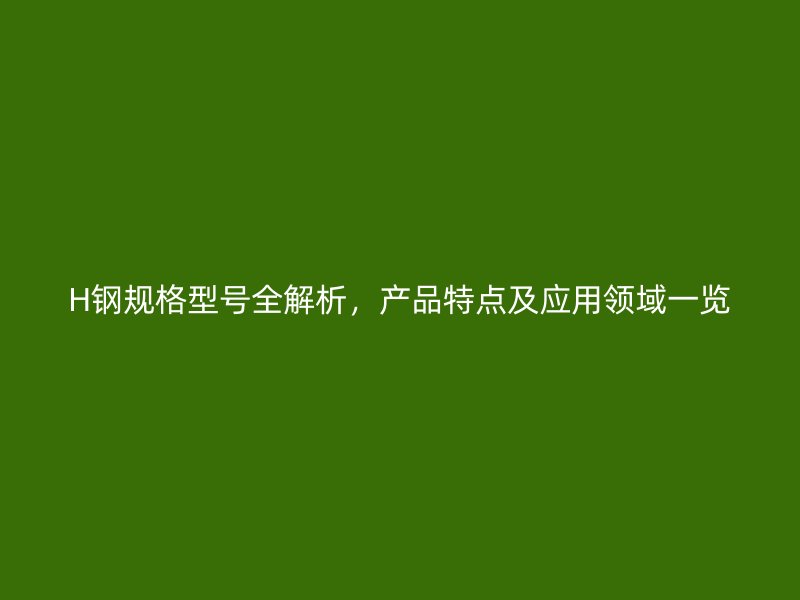 H钢规格型号全解析,产品特点及应用领域一览
