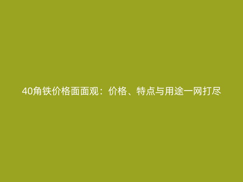 40角铁价格面面观:价格、特点与用途一网打尽
