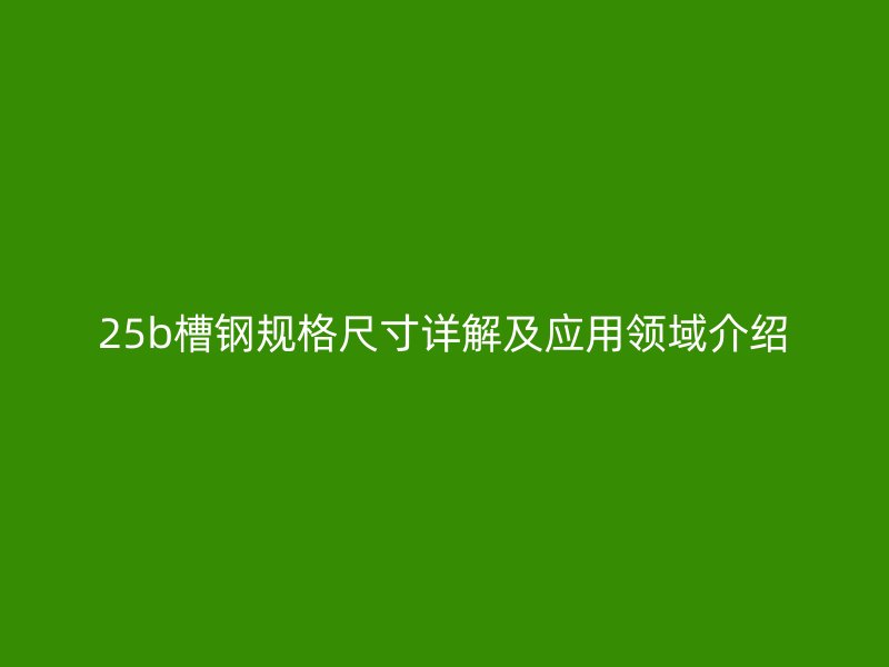 25b槽钢规格尺寸详解及应用领域介绍