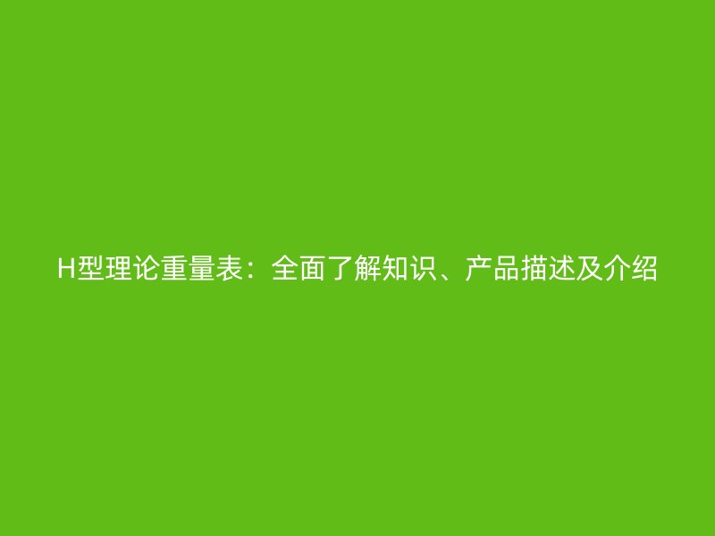 H型理论重量表:全面了解知识、产品描述及介绍